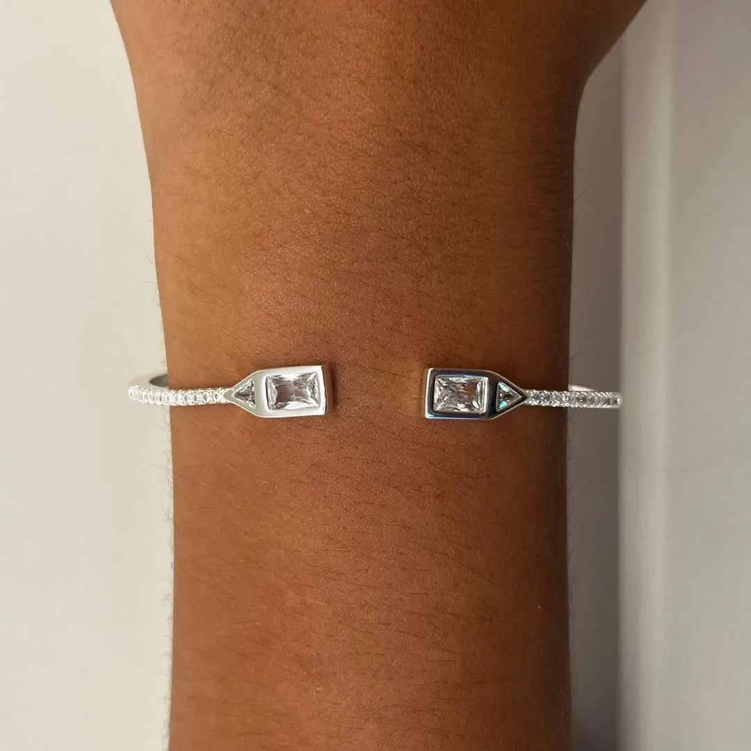 Bracelete Dois Retângulos de Zircônia