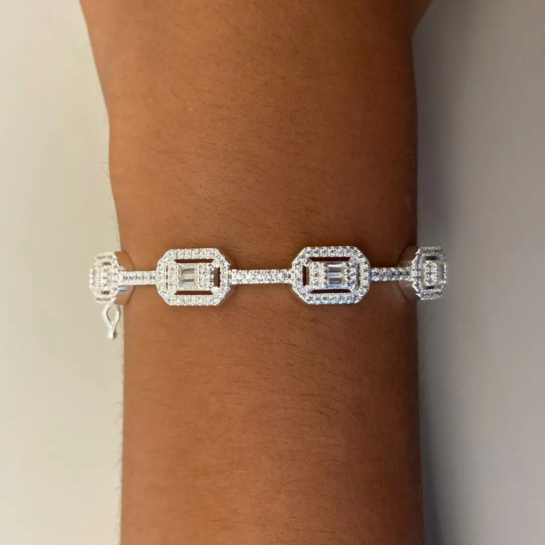 Bracelete Quatro Retângulos Cravejados