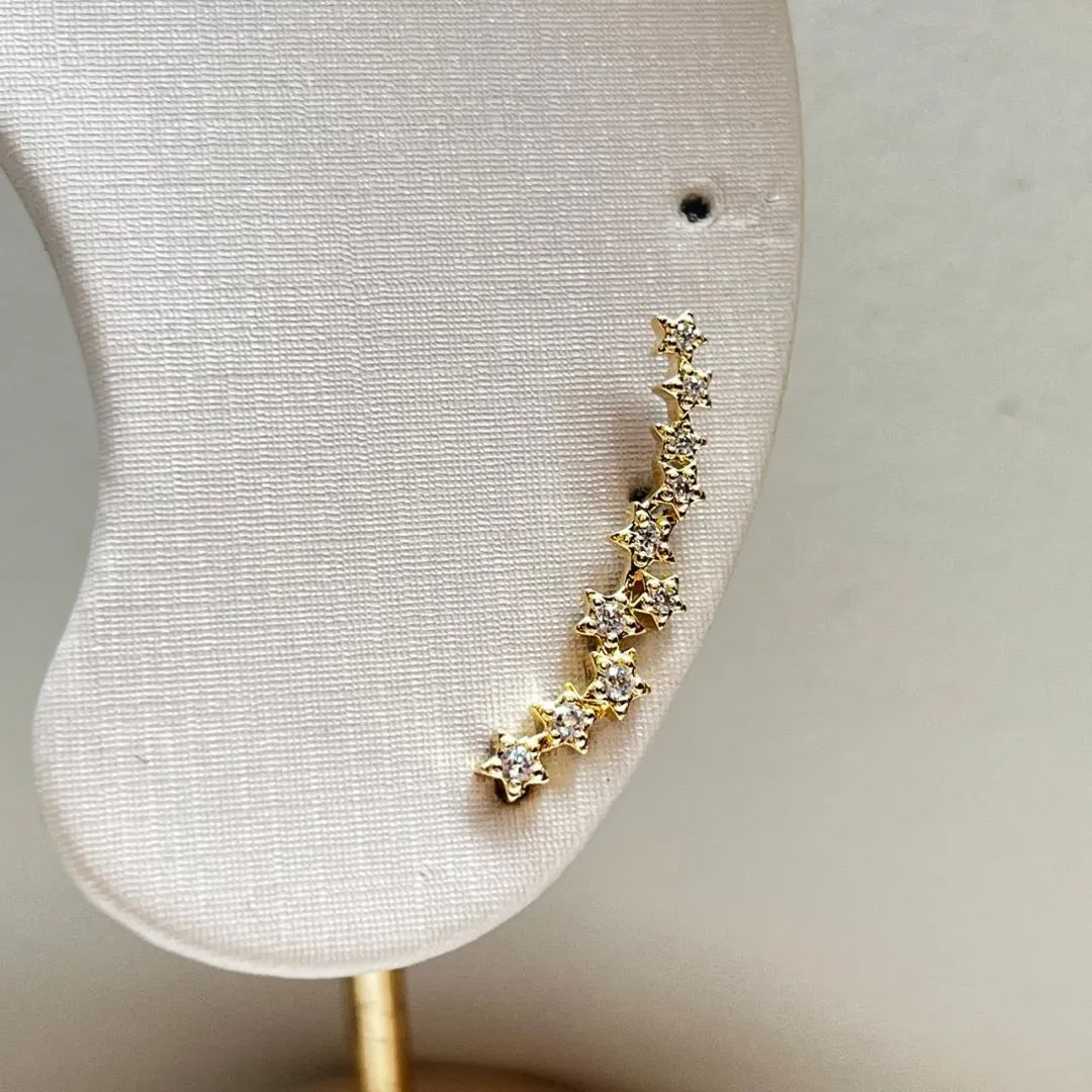 Brinco Earcuff Estrelinhas Cravejada