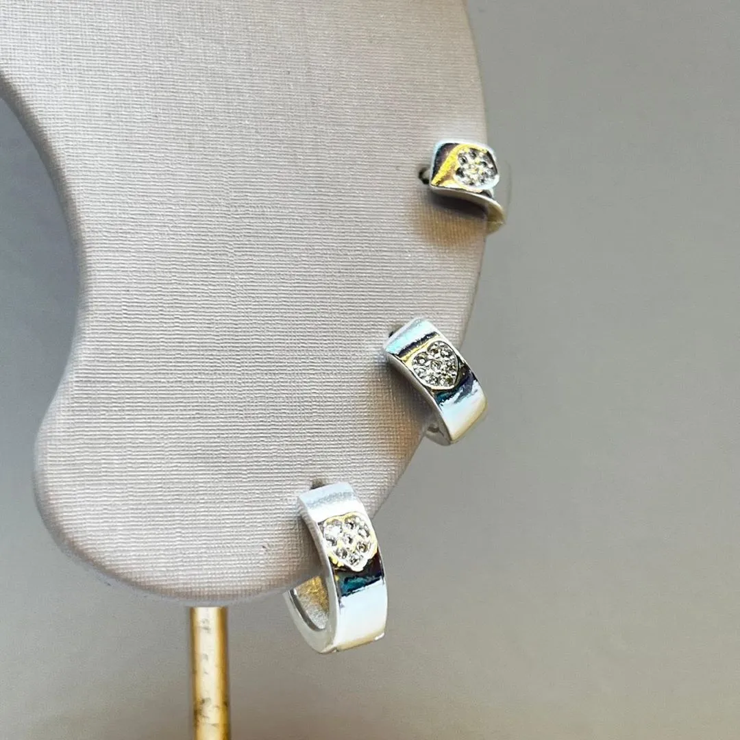 Trio Argolinha Coração com Zircônia