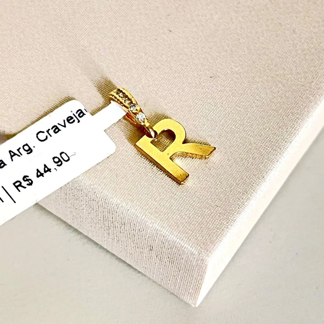 Pingente Letra c/ Argolinha Cravejada