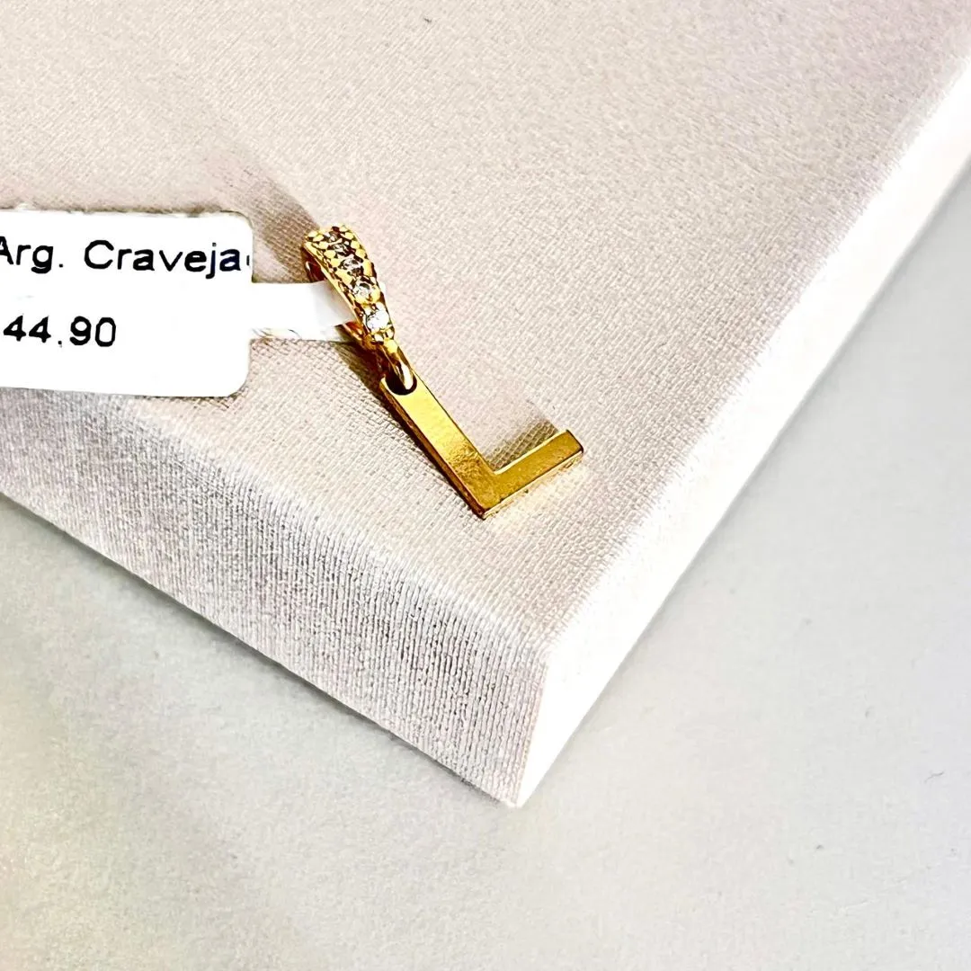 Pingente Letra c/ Argolinha Cravejada