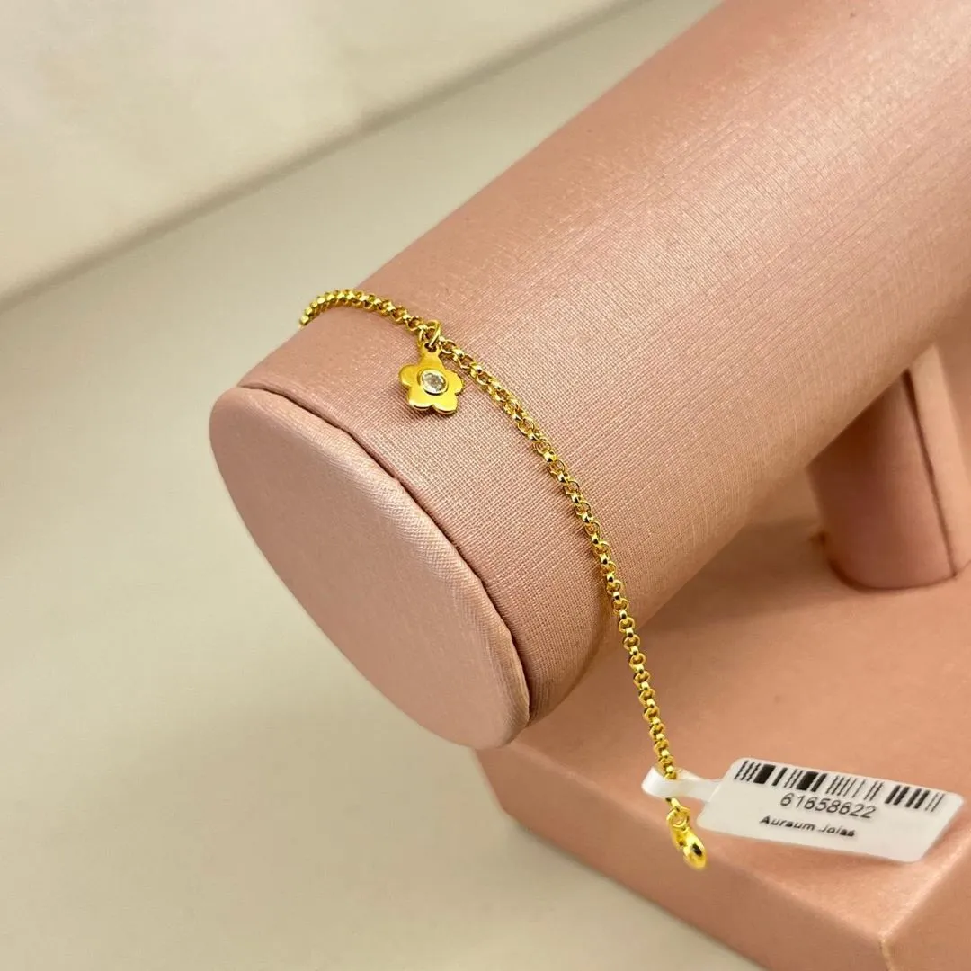 Pulseira Infantil Flor com Zircônia