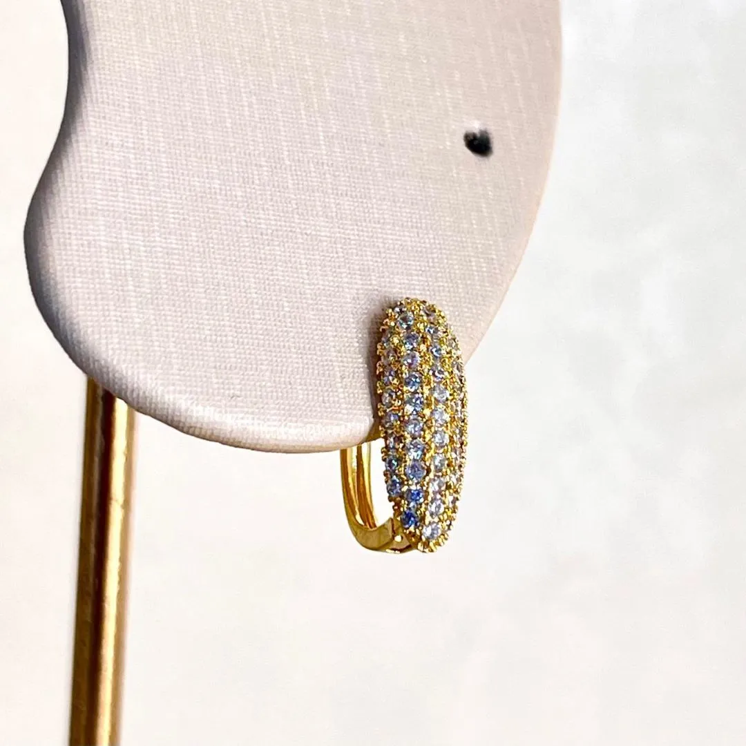 Brinco Argolinha Oval Cravejada