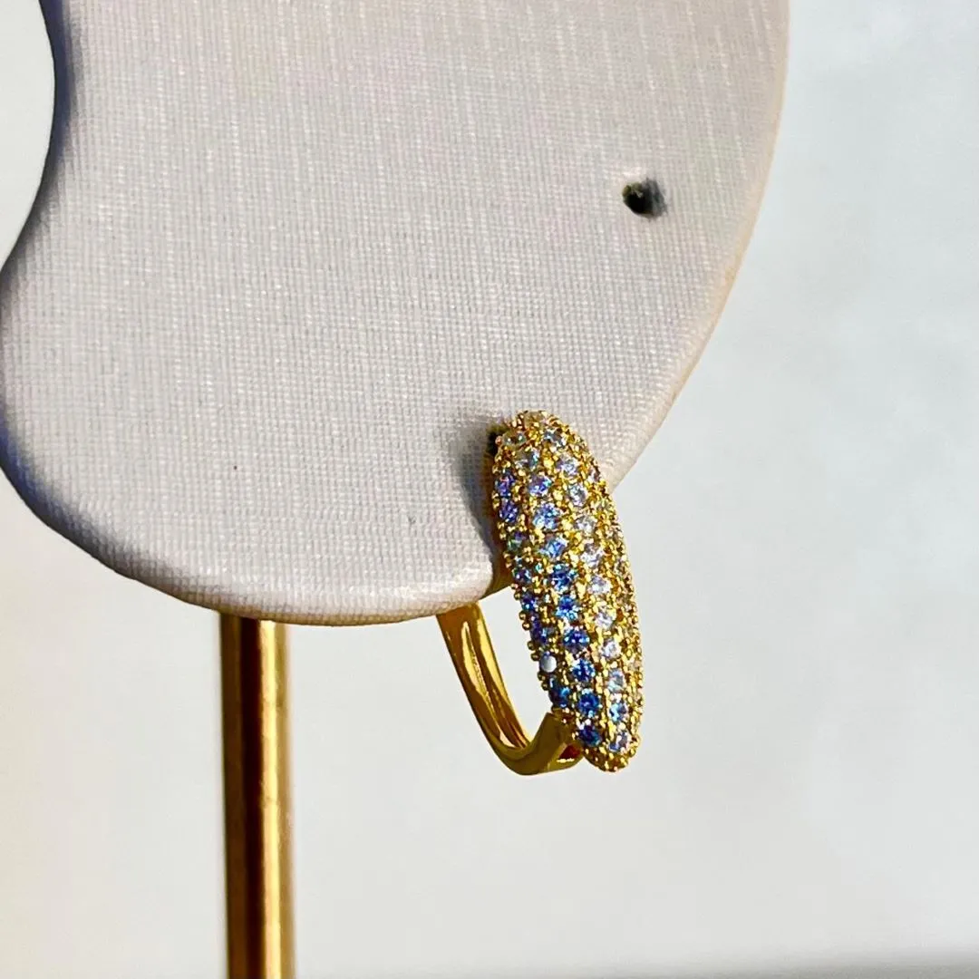Brinco Argolinha Oval Cravejado