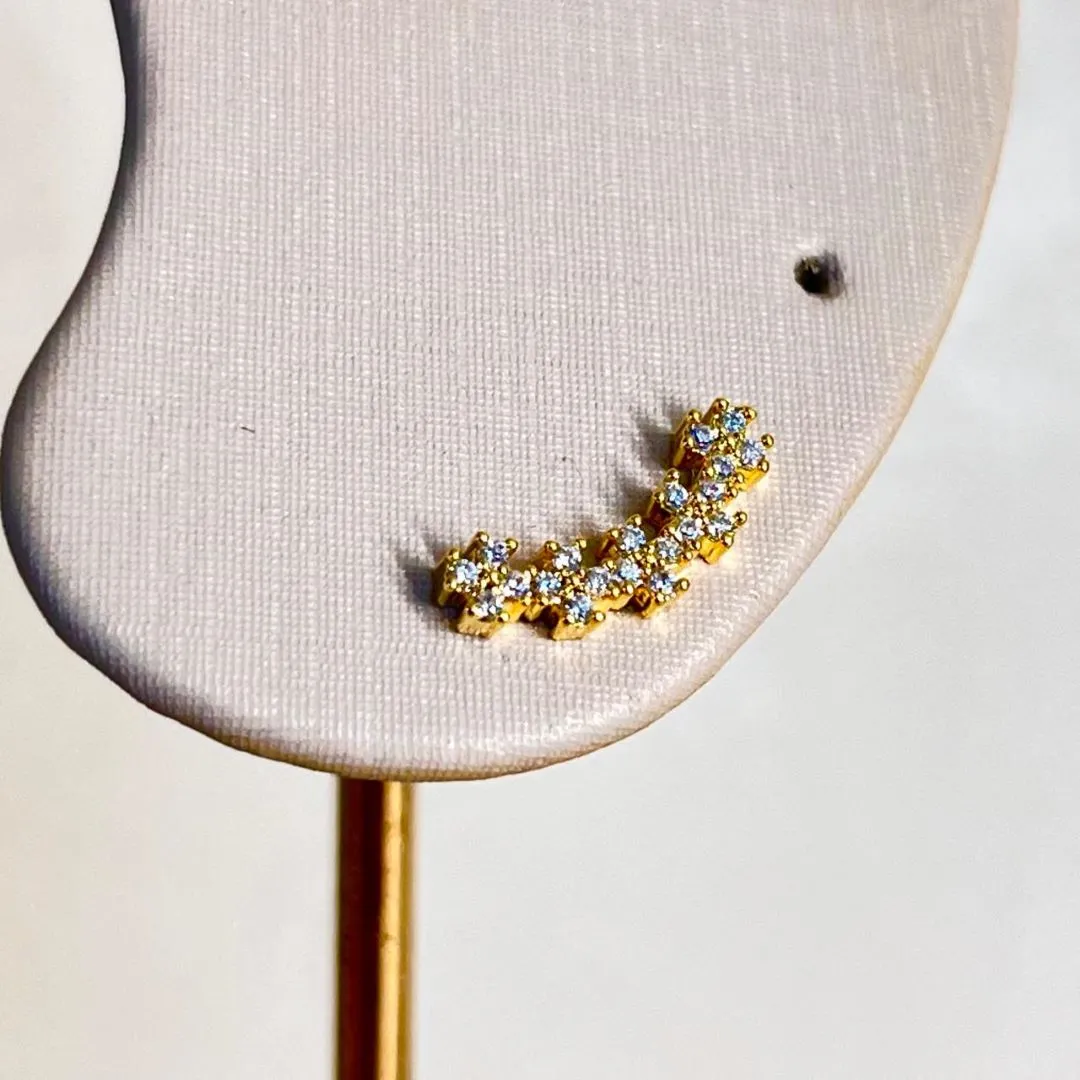 Brinco Earcuff Flor Cravejada