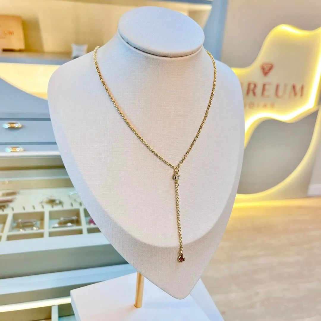 Choker Gravatinha Zircônia Rosa