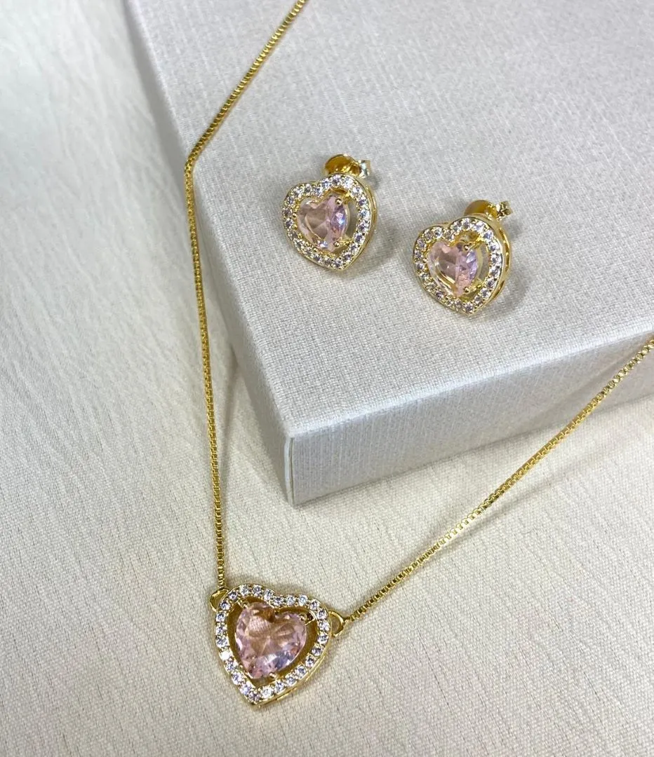 Conjunto com Borda Cravejada Rose