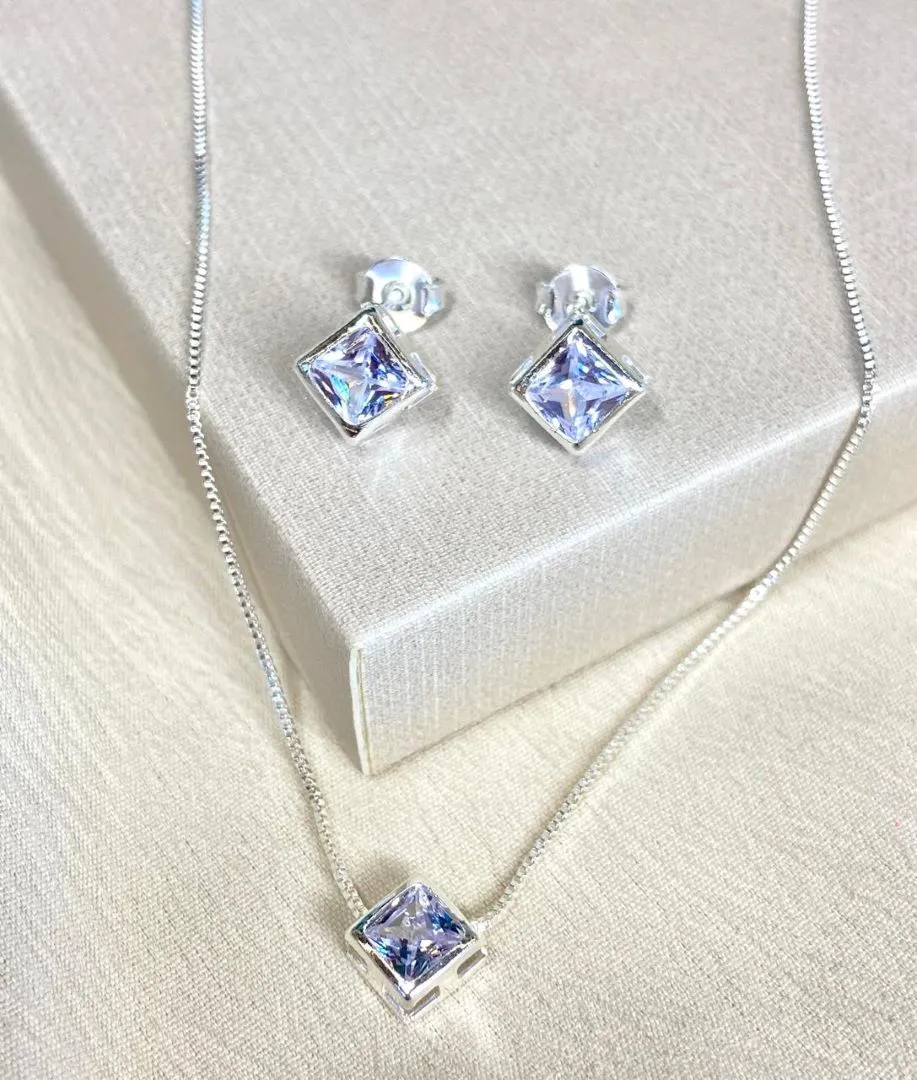 Conjunto Quadrado Zircônia Cristal
