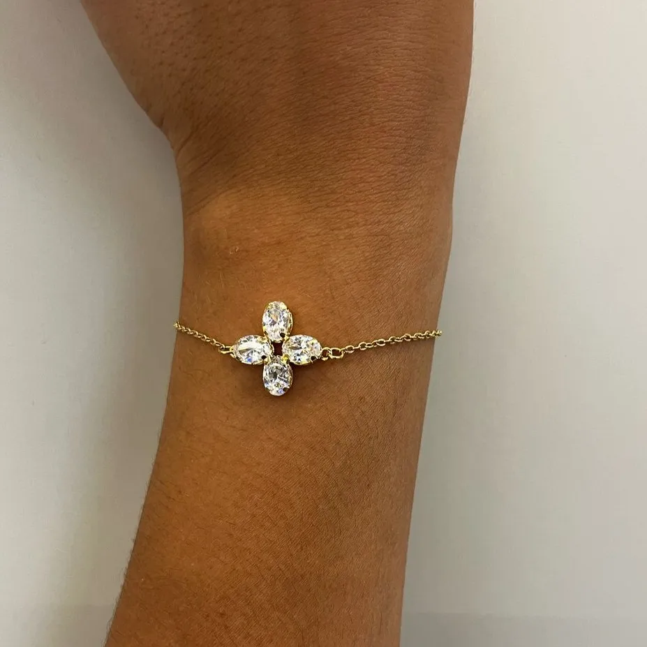 Pulseira Flor Zircônia Cristal