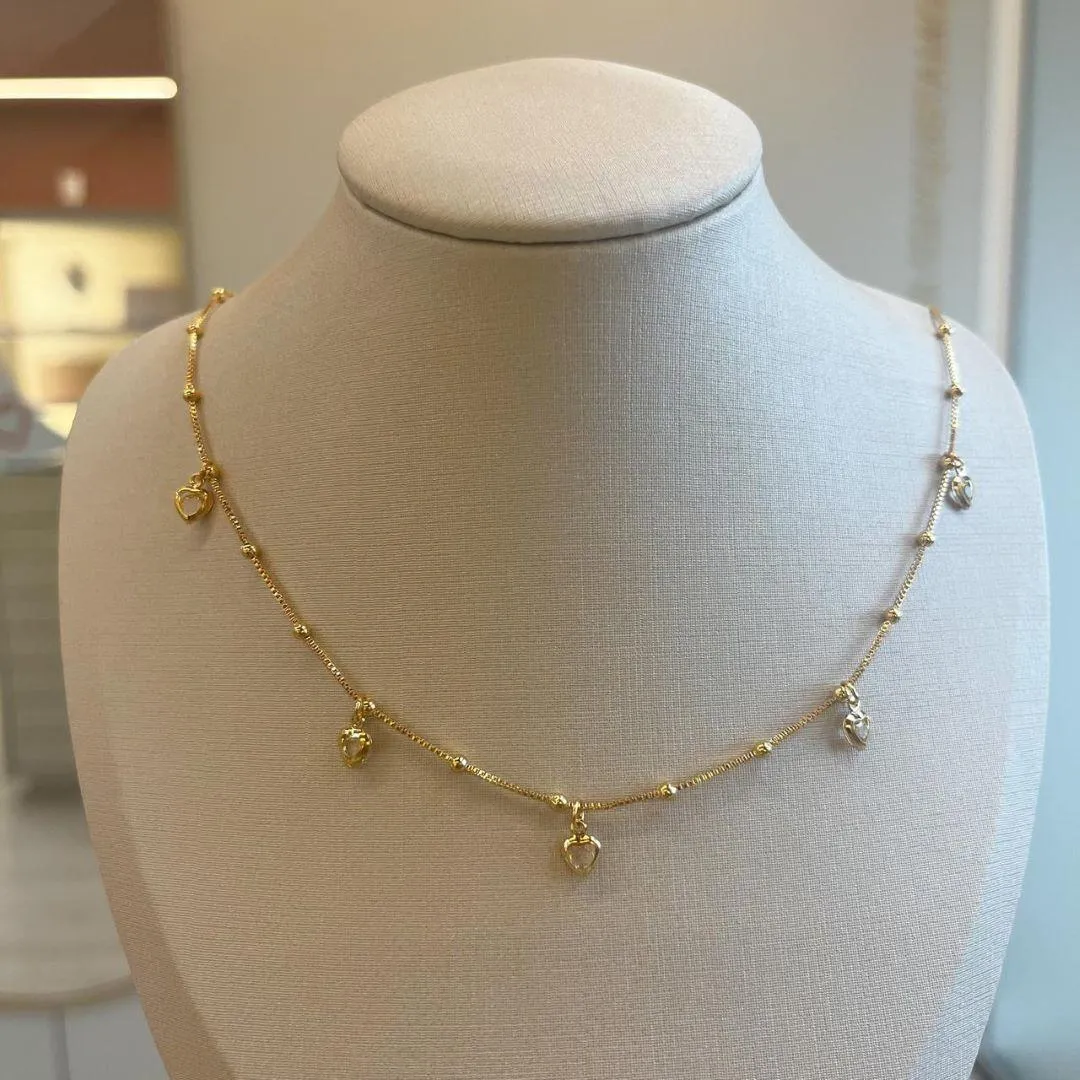 Choker Corações Pendurados em Zircônia
