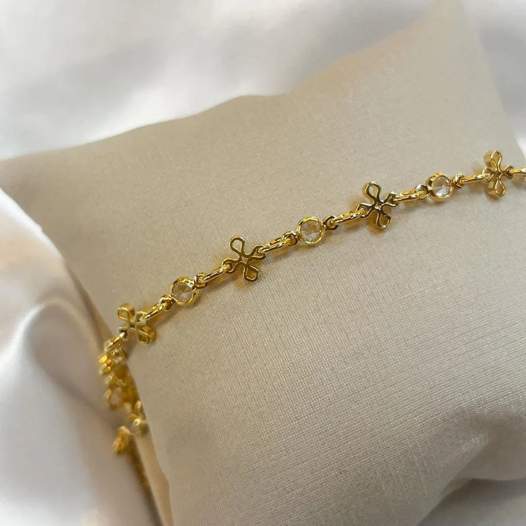 Pulseira Cristais e Trevo