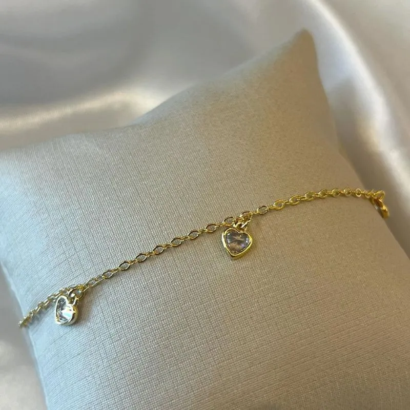 Pulseira Zircônias de Coração
