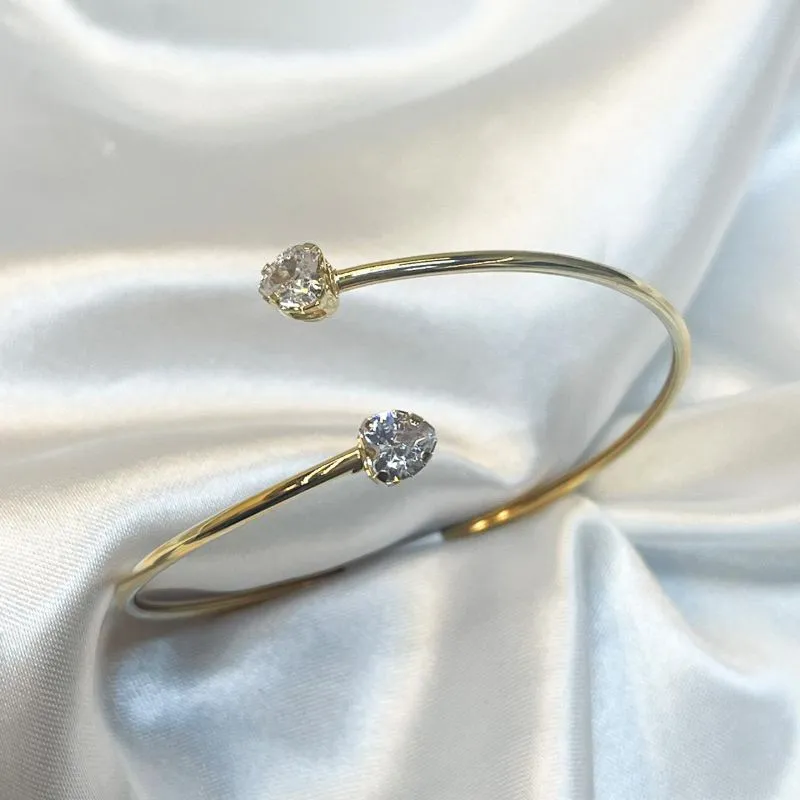 Bracelete Dois Corações Zircônia