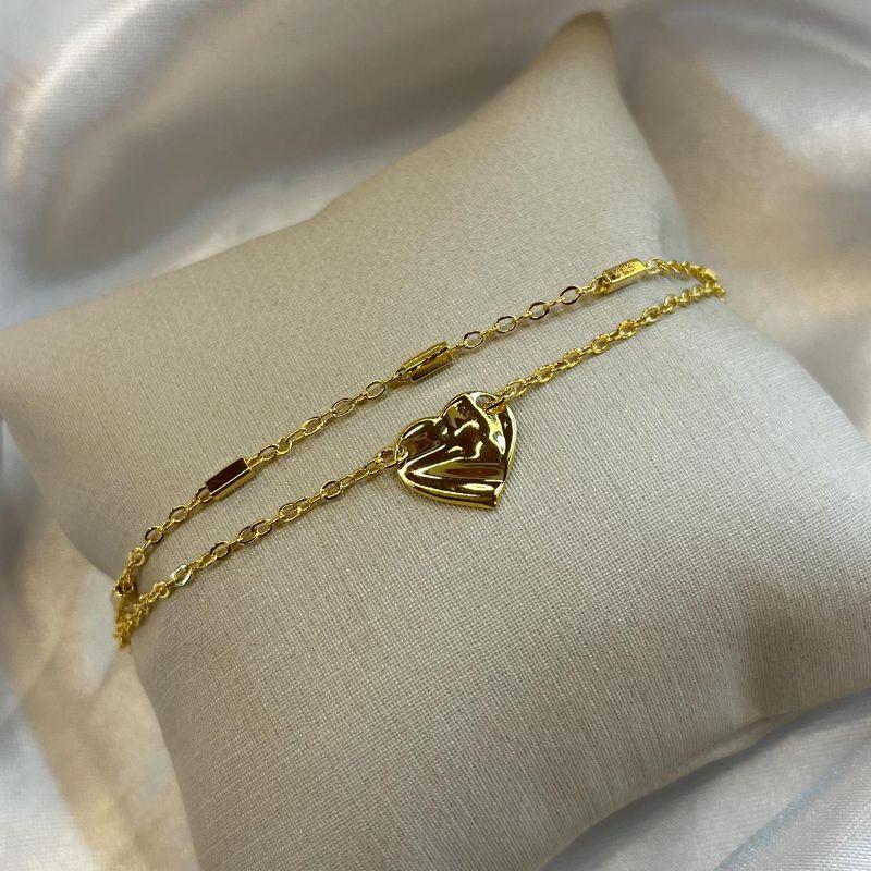 Pulseira Dupla com Coração Orgânico