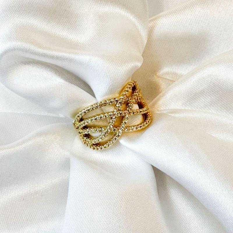 Anel Linhas Cravejadas