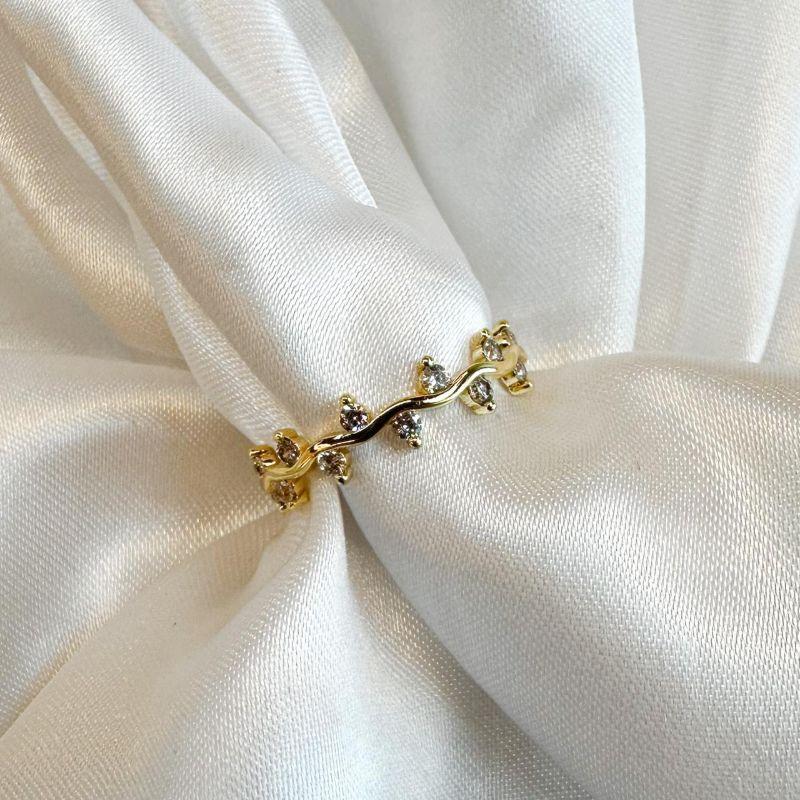 Anel Ondulado Pontos Zircônia