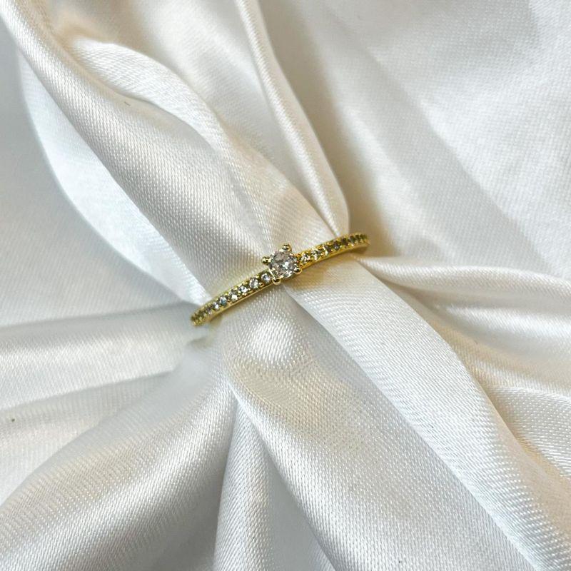 Anel Solitário Cravejado