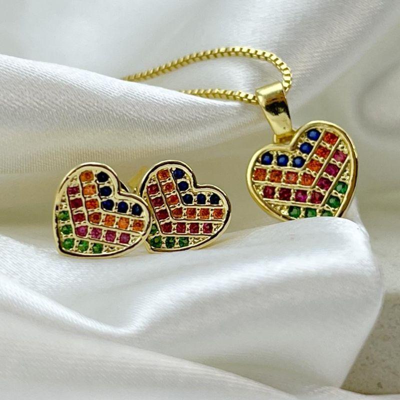 Colar do Conjunto Coração Cores