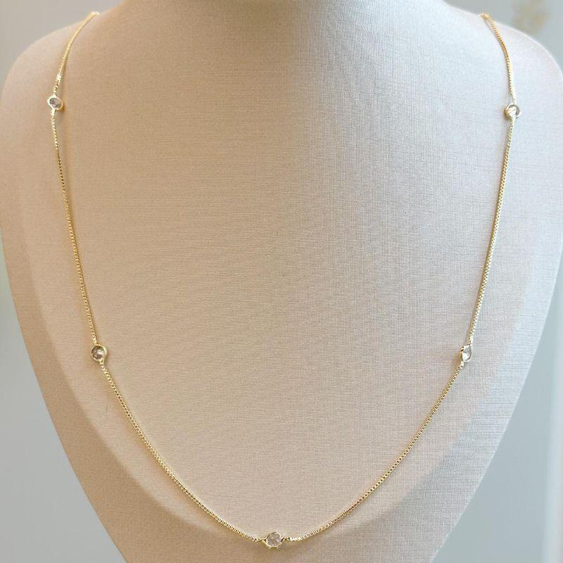 Colar Seis Zircônias Cristal