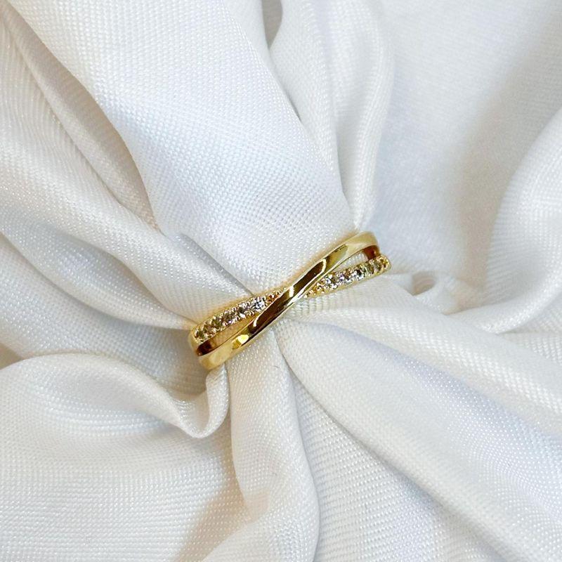 Anel X Cravejado Linha Fina