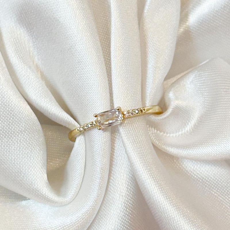 Anel Baguete Aro Cravejado