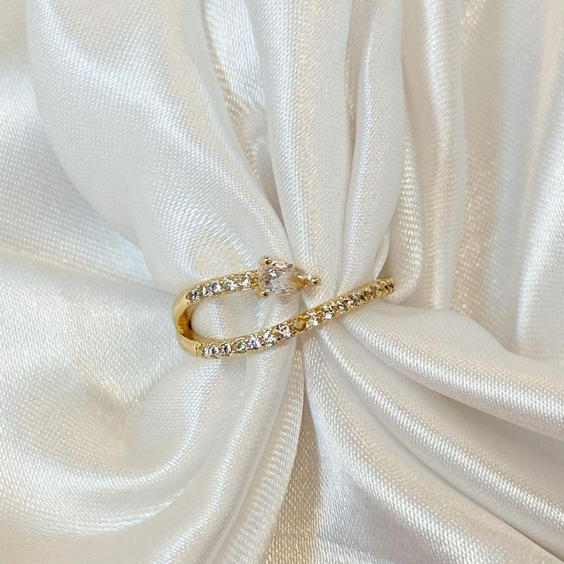 Anel Cravejado com Gota Zircônia
