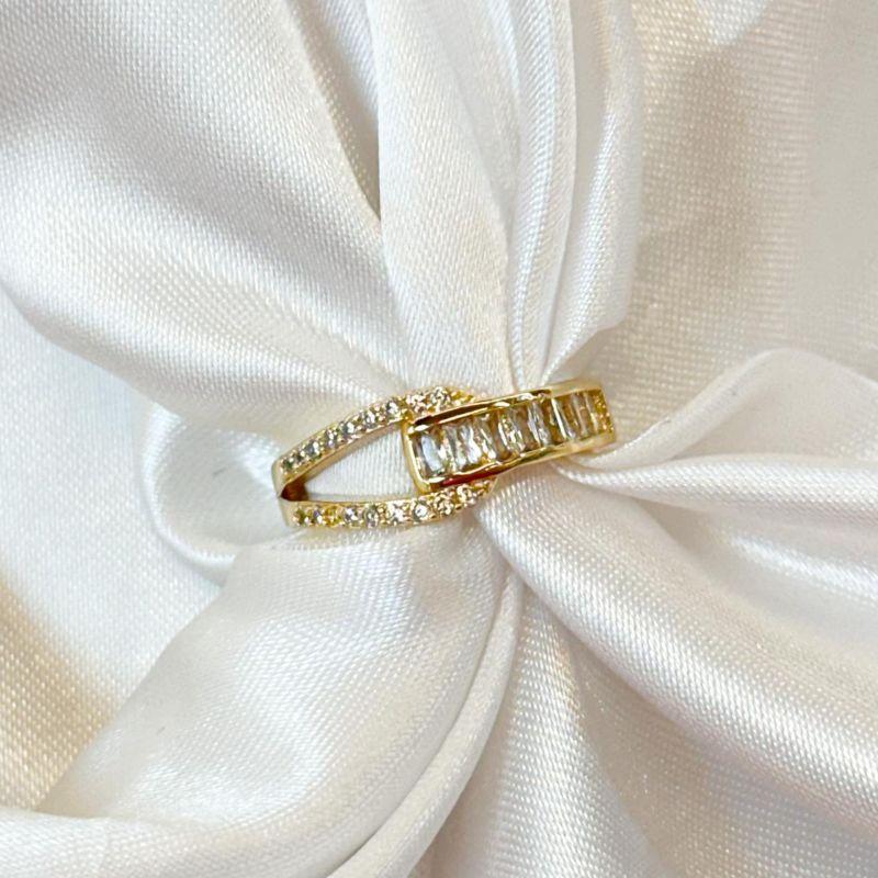 Anel Laço Navete e Cravejado