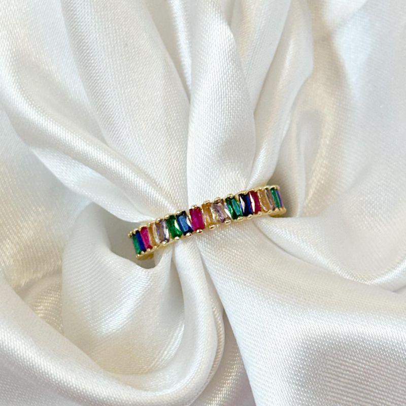 Anel Mini Baguete Colorida