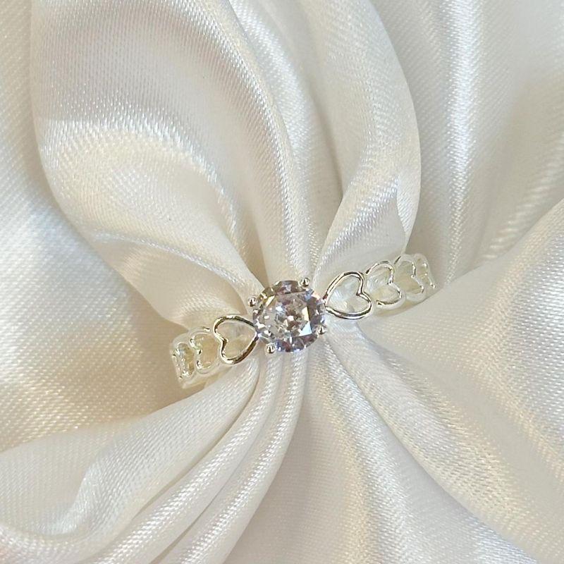 Anel Solitário Aro Coração