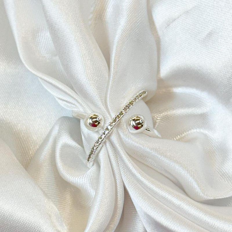 Anel X Cravejado e Esfera Lisa