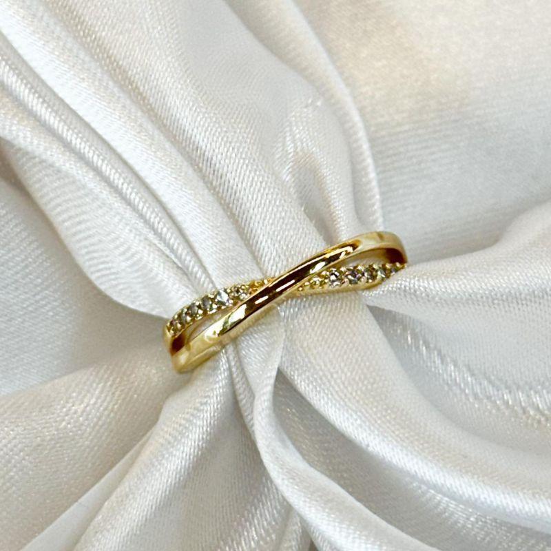 Anel X Cravejado Linha Fina