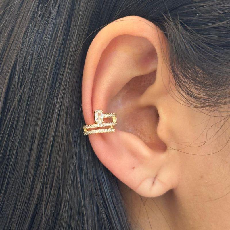 Piercing Fake Duplo Zircônia Oval