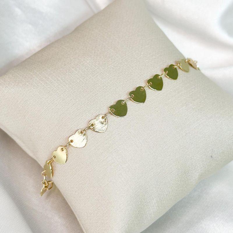 Pulseira Corações Plaquinhas