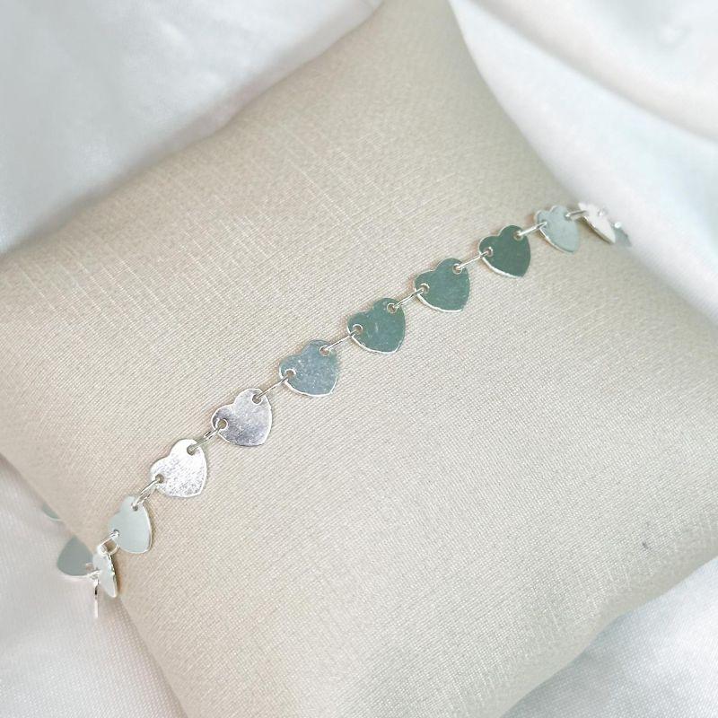 Pulseira Corações Plaquinhas