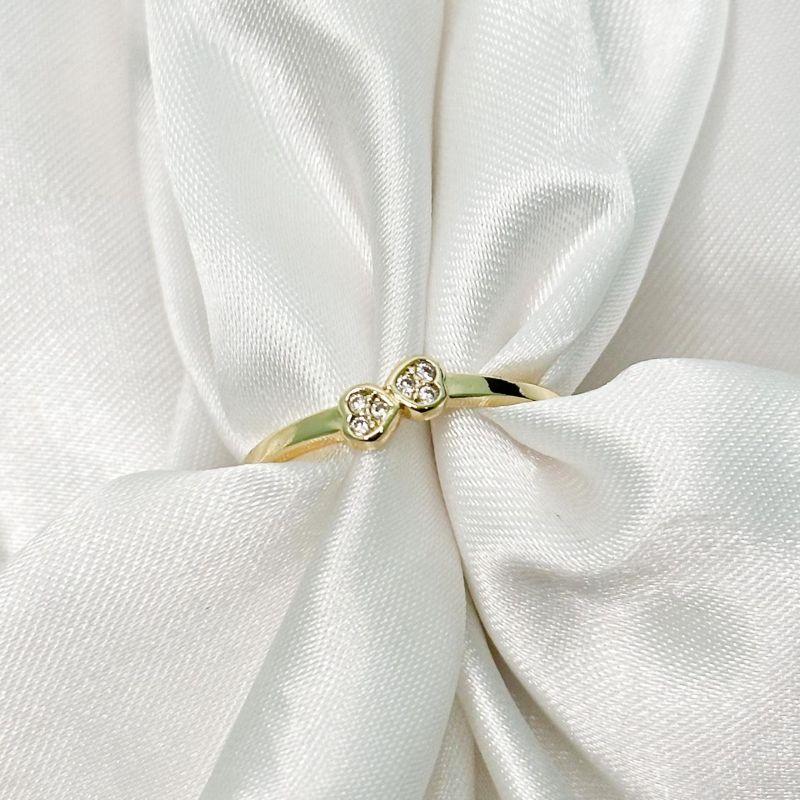 Anel Dois Corações Craveado