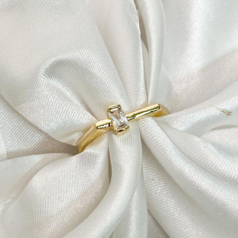 Anel Reto Pedra Retangular