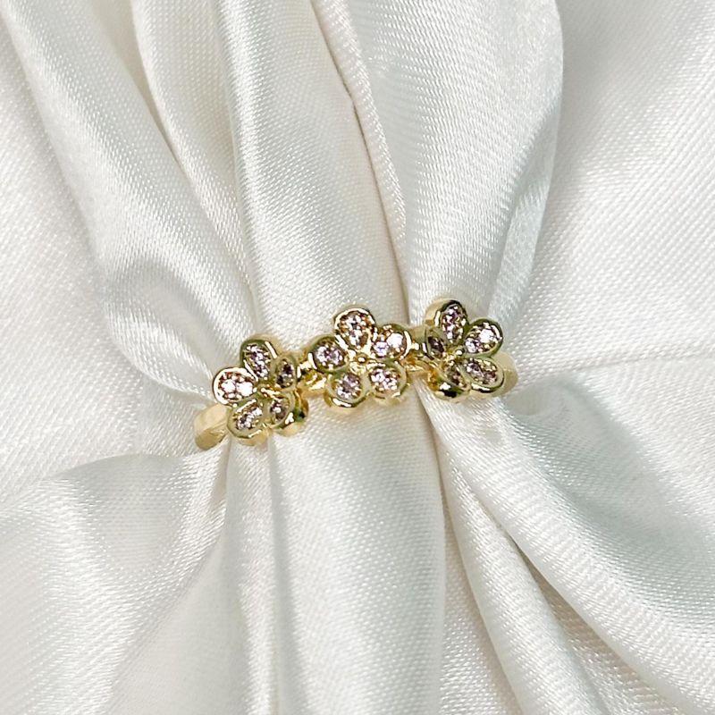 Anel Três Flores Lilás