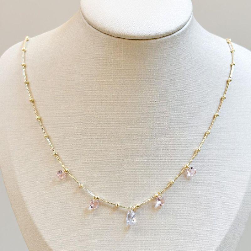 Colar Bolinhas e Zircônias Coloridas