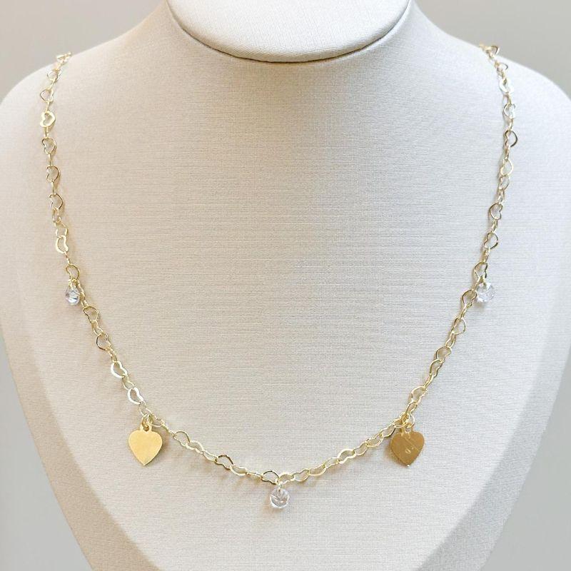 Colar Corações e Zircônia