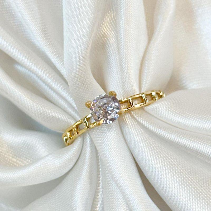 Anel Solitário Aro Corrente