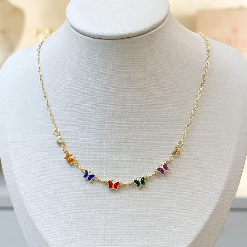 Colar Borboletas Coloridas