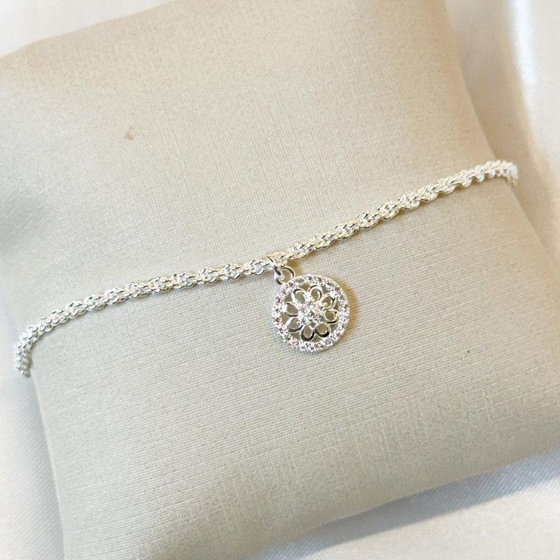 Pulseira Cordão Baiano Pingente Flor