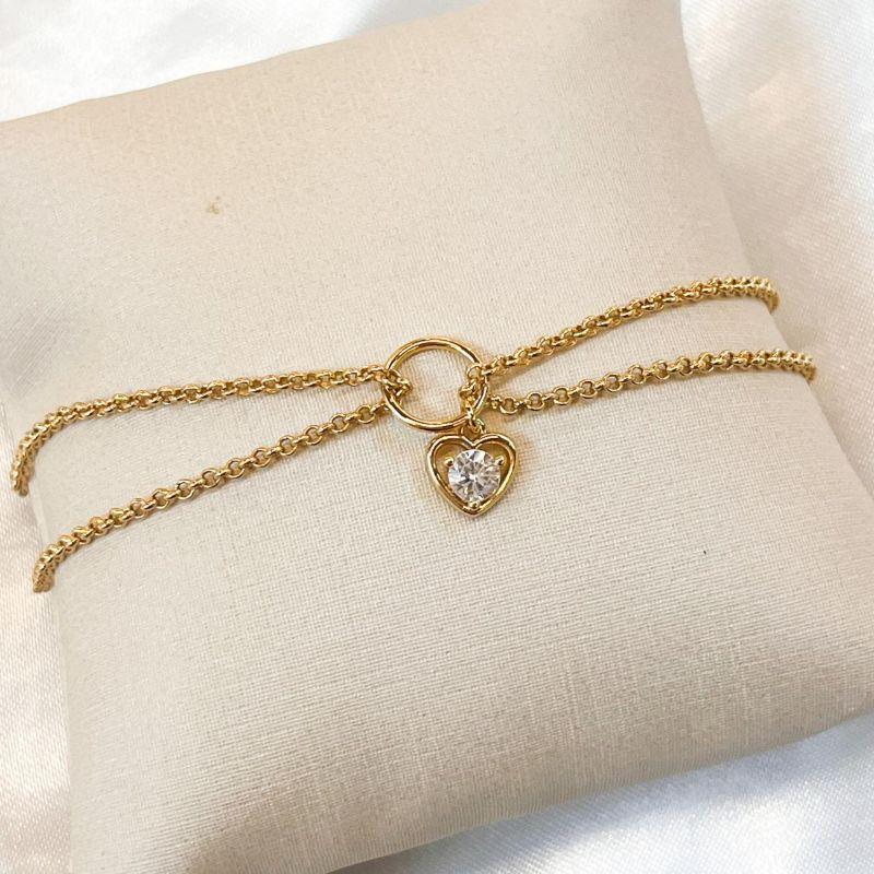 Pulseira Malha com Pingete Coração