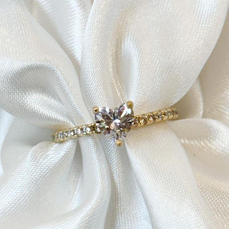 Anel Coração Incolor Zircônia