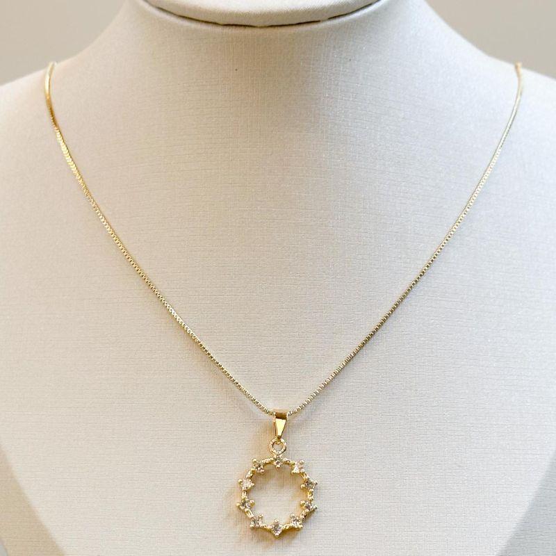 Colar Circulo Vazado Zircônias