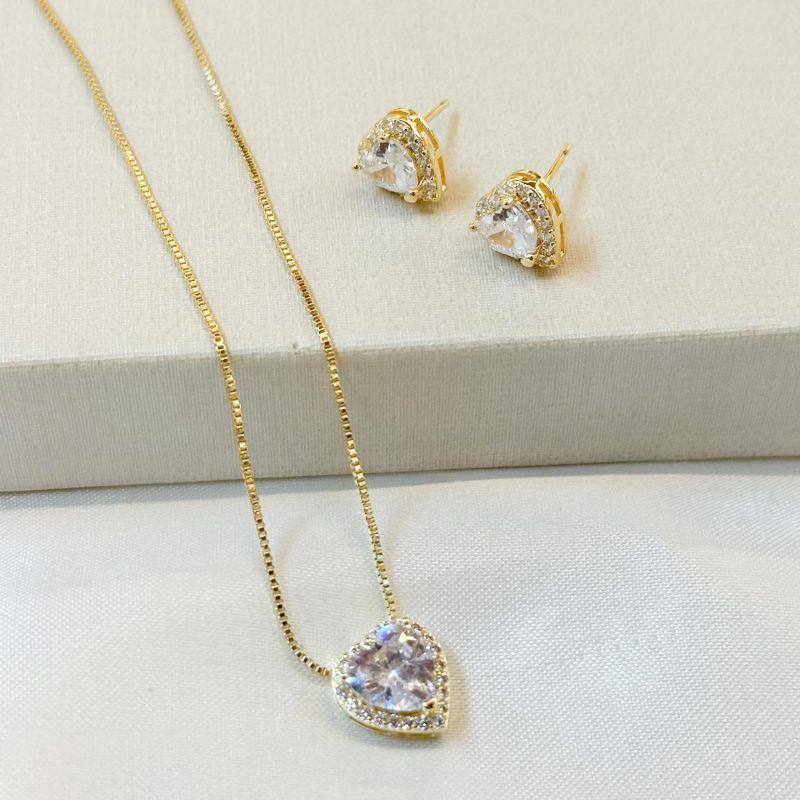 Conjunto Coração Borda Cravejada