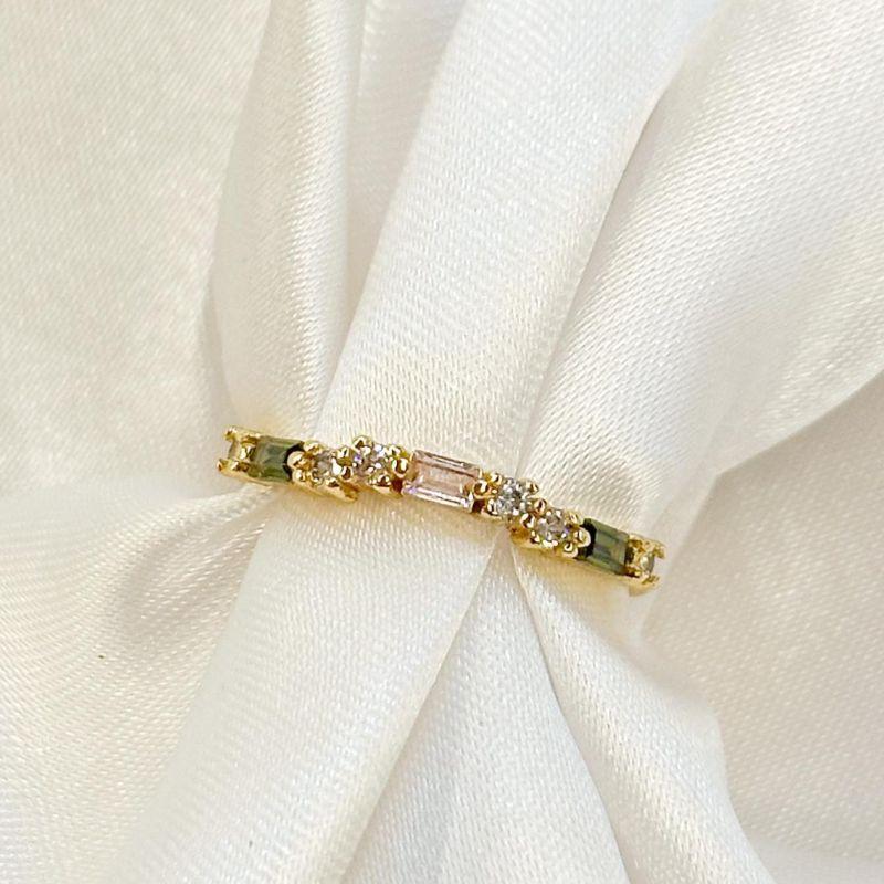 Anel Aro Cravejado Zircônia Baguete