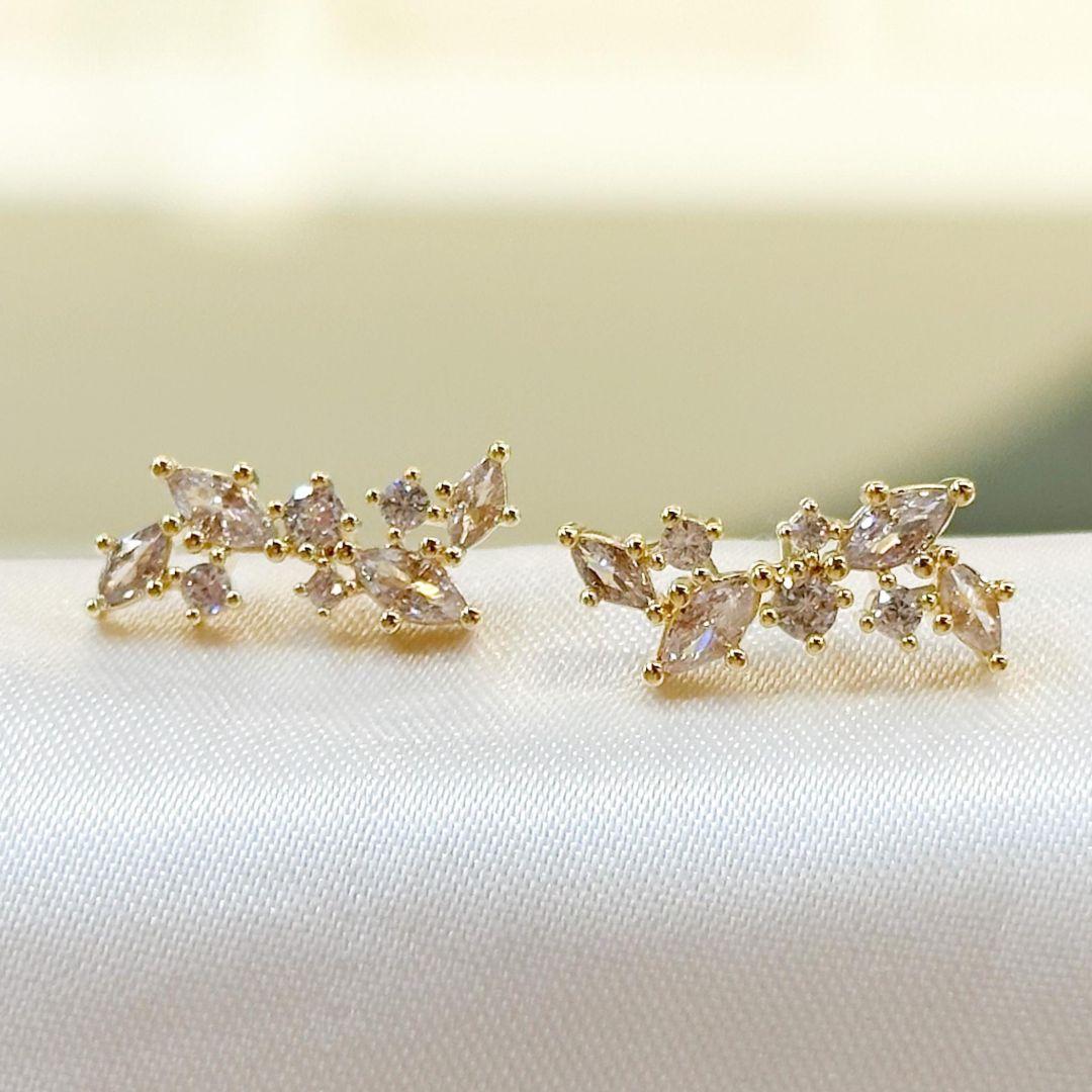 Brinco Folhas Zircônia